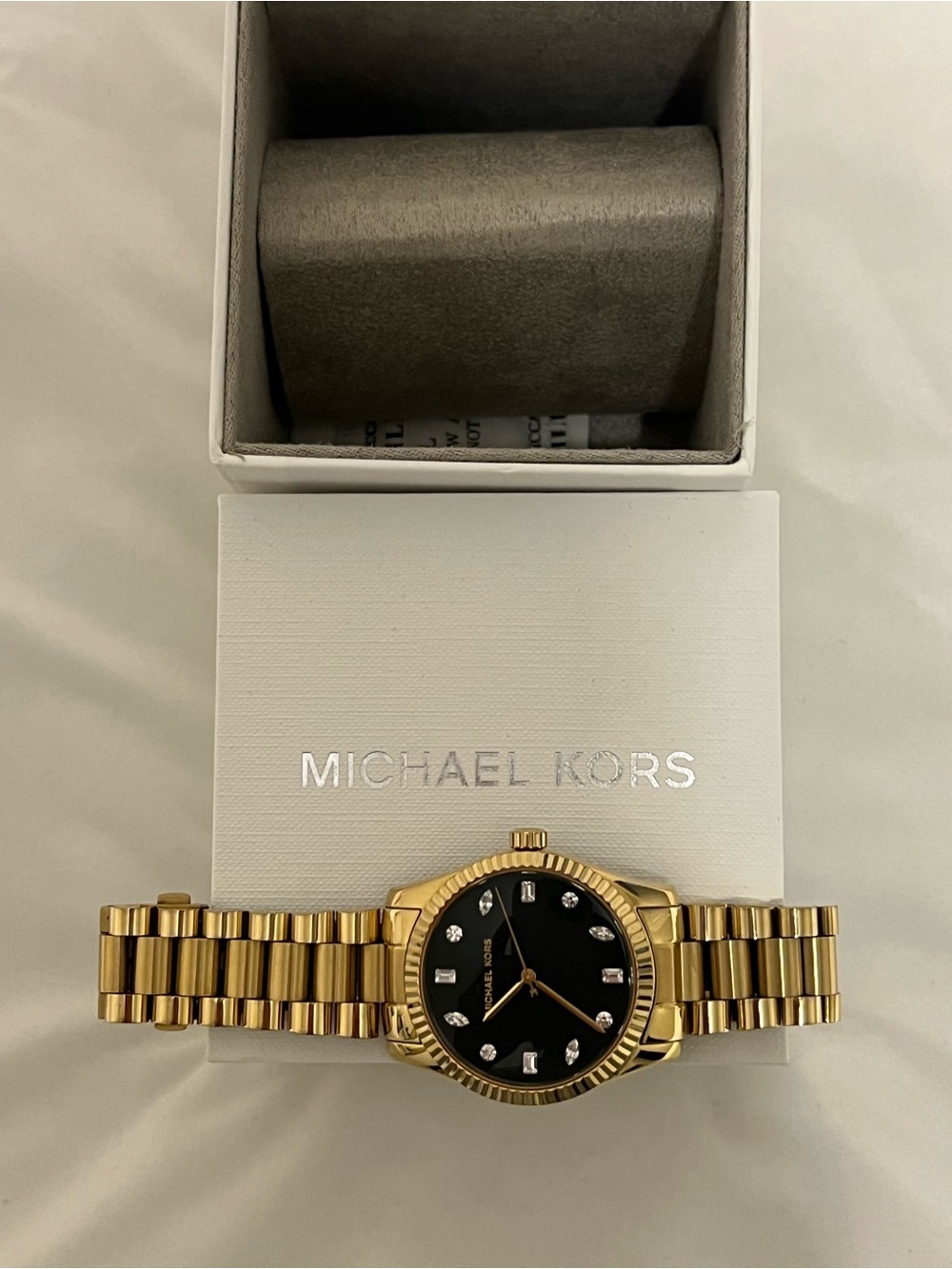 Michael Kors Gold and Black Women's Bracelet Watch with Crystal Markers